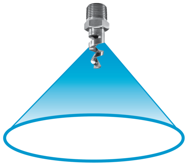 Hollow cone nozzles for industrial spray processes